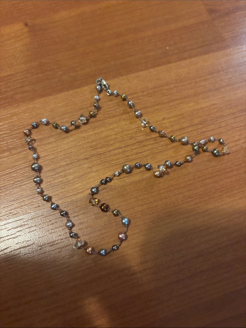 Multitone Pearl & Crystal Station Necklace - Elegant Women's Layering Piece